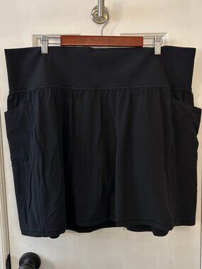 Athleta Size 3X Plus Size Salutation Stash Pocket 16.5" Skort Black